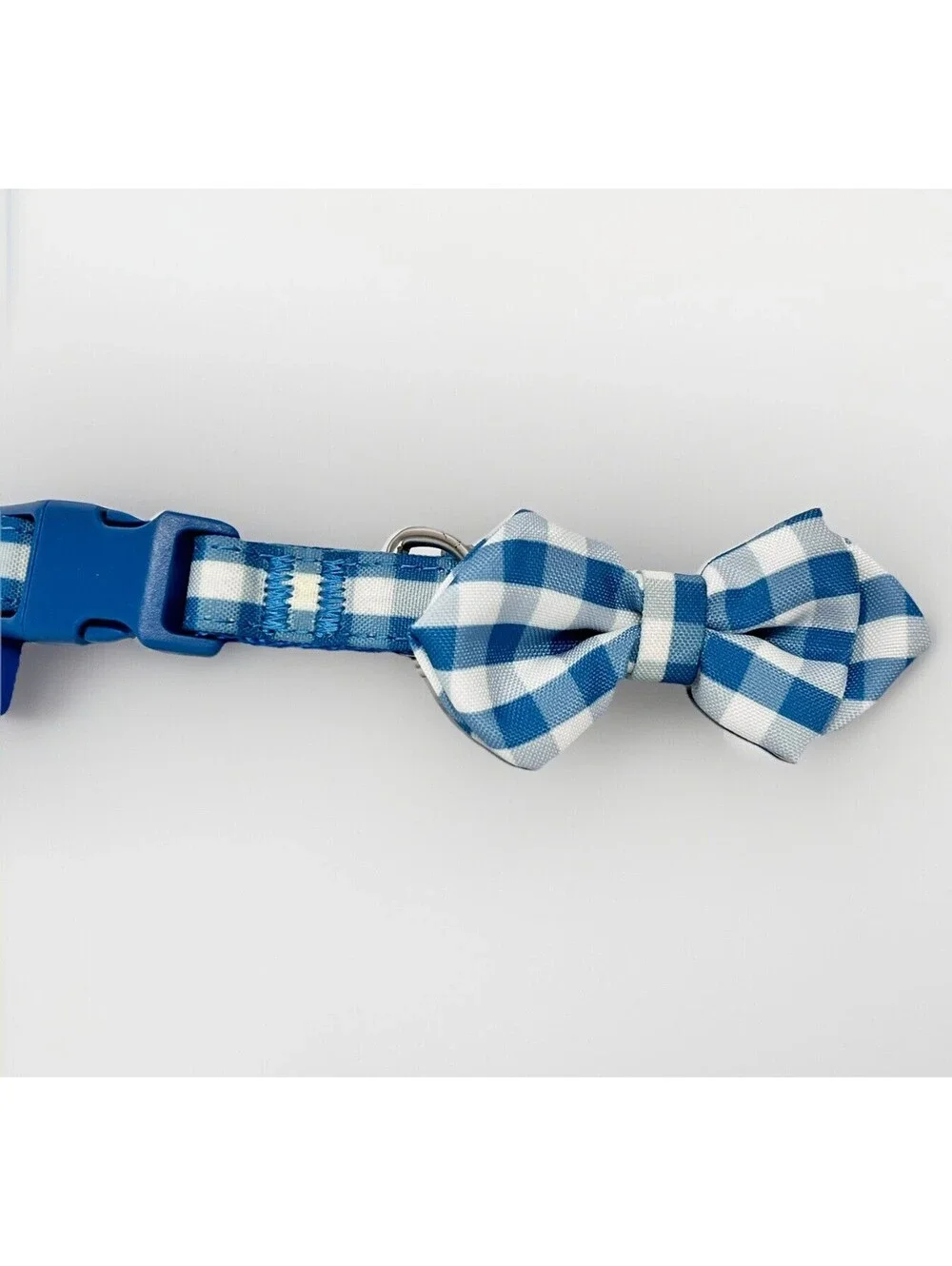 NWT Top Paw (L) Blue White Plaid Puppy Dog Collar with Bow Tie Cute New